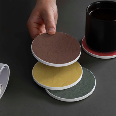 Set of 4 Ceramic Coasters, 4 Patterns with Cork Base -LWHCC4S10CM-42 (6622846386272)