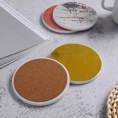 Set of 4 Ceramic Coasters, 4 Patterns with Cork Base -LWHCC4S10CM-43 (6622846451808)