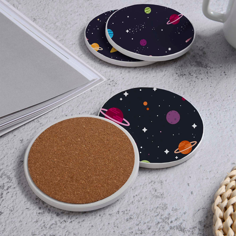 Set of 4 Ceramic Coasters, 4 Patterns with Cork Base -LWHCC4S10CM-5 (6622845075552)