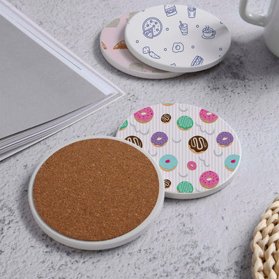 Set of 4 Ceramic Coasters, 4 Patterns with Cork Base -LWHCC4S10CM-51 (6622846713952)