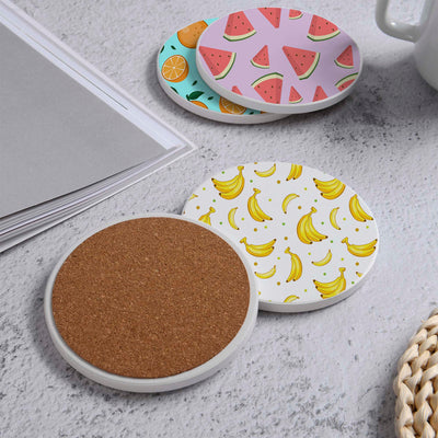 Set of 4 Ceramic Coasters, 4 Patterns with Cork Base -LWHCC4S10CM-52 (6622846746720)