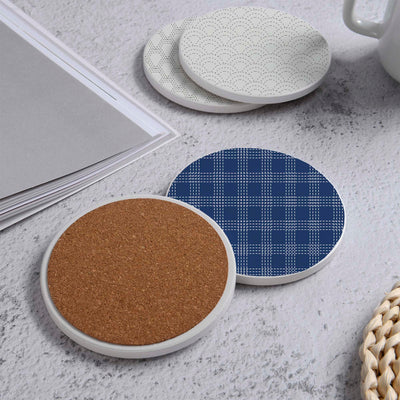 Set of 4 Ceramic Coasters, 4 Patterns with Cork Base -LWHCC4S10CM-58 (6622846943328)