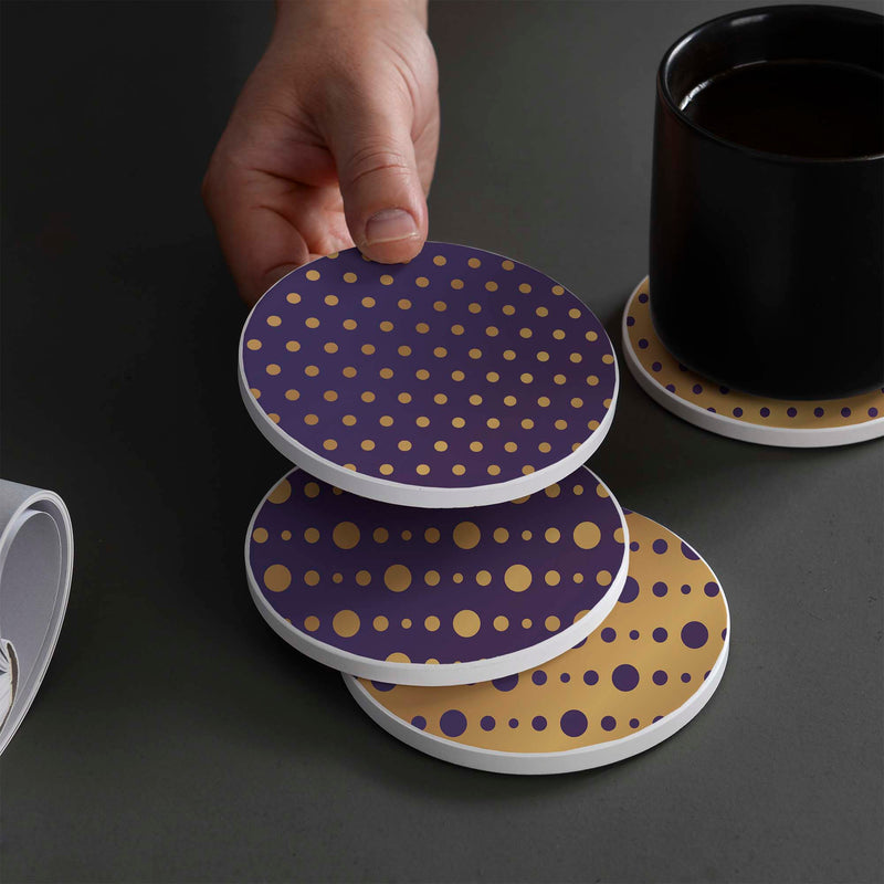 Set of 4 Ceramic Coasters, 4 Patterns with Cork Base -LWHCC4S10CM-59 (6622846976096)