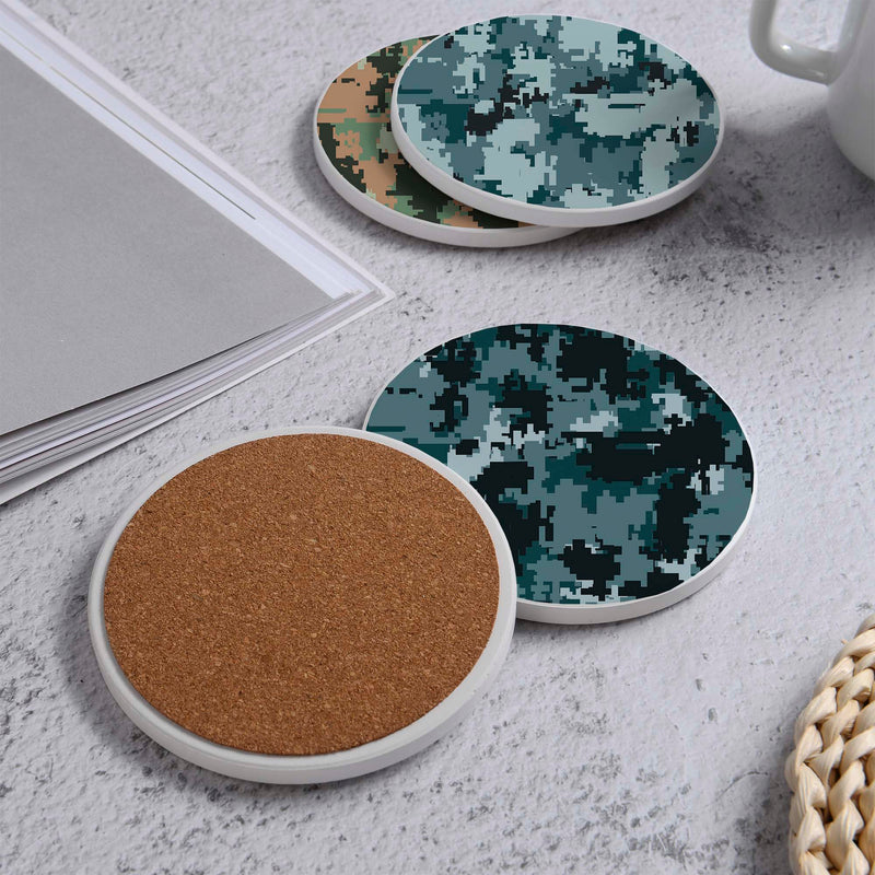 Set of 4 Ceramic Coasters, 4 Patterns with Cork Base -LWHCC4S10CM-6 (6622845141088)