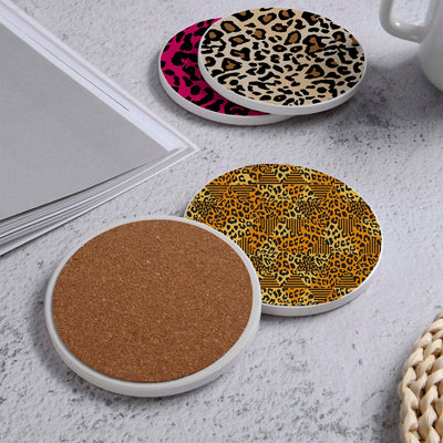 Set of 4 Ceramic Coasters, 4 Patterns with Cork Base -LWHCC4S10CM-64 (6622847139936)
