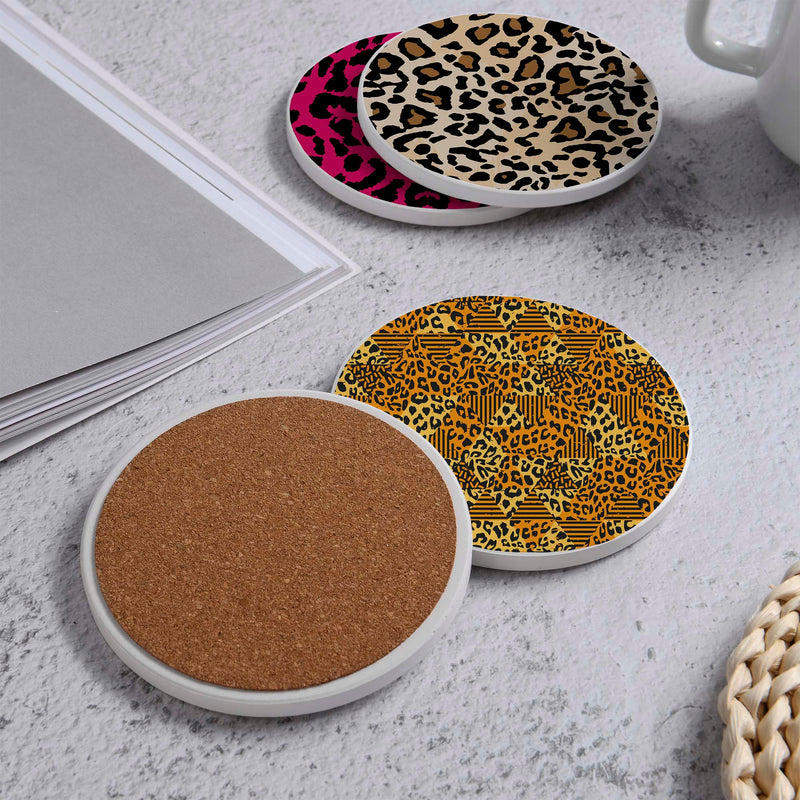 Set of 4 Ceramic Coasters, 4 Patterns with Cork Base -LWHCC4S10CM-64 (6622847139936)