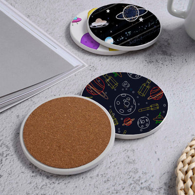 Set of 4 Ceramic Coasters, 4 Patterns with Cork Base -LWHCC4S10CM-69 (6622847303776)