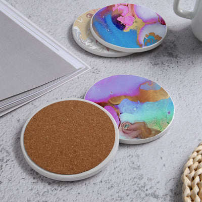 Set of 4 Ceramic Coasters, 4 Patterns with Cork Base -LWHCC4S10CM-7 (6622845173856)