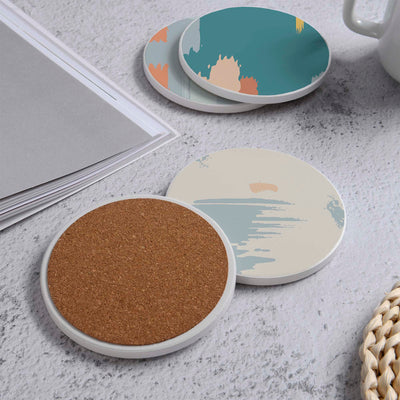 Set of 4 Ceramic Coasters, 4 Patterns with Cork Base -LWHCC4S10CM-74 (6622847467616)