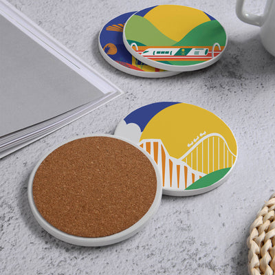 Set of 4 Ceramic Coasters, 4 Patterns with Cork Base -LWHCC4S10CM-ND2 (6622847565920)