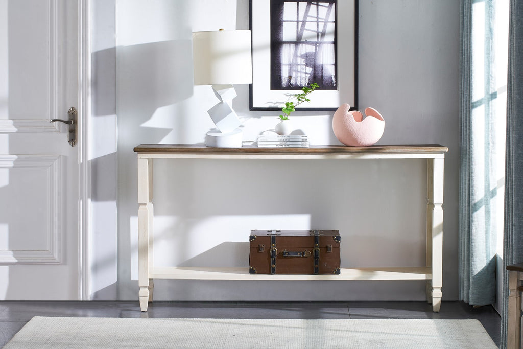 Modern farmhouse console table deals with drawers