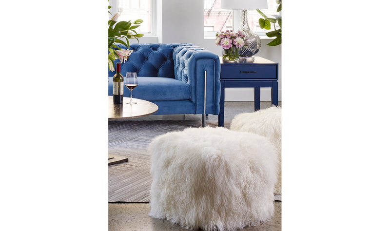 Lamb Fur Pouf Natural