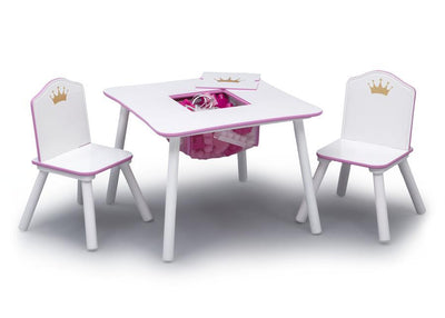 Princess Crown Kids Chair Set and Table, White/Pink (6604689080416)