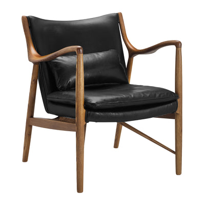 Wood Frame Leather Sling Chair - Black (6629779603552)