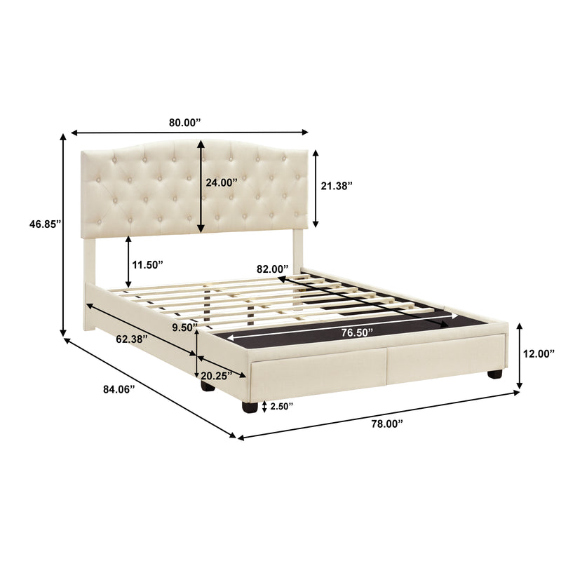 King Tufted Storage Bed - Linen (6629790744672)