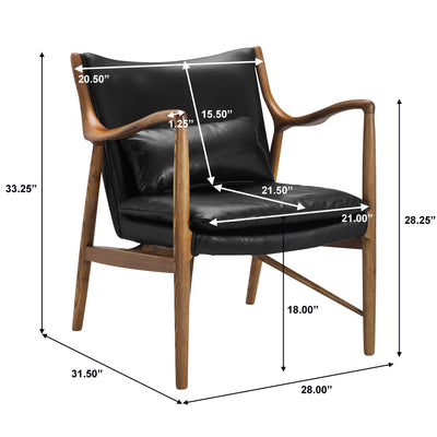 Wood Frame Leather Sling Chair - Black (6629779603552)