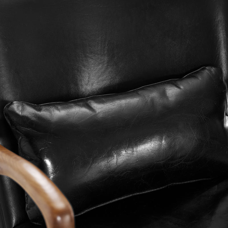 Wood Frame Leather Sling Chair - Black (6629779603552)